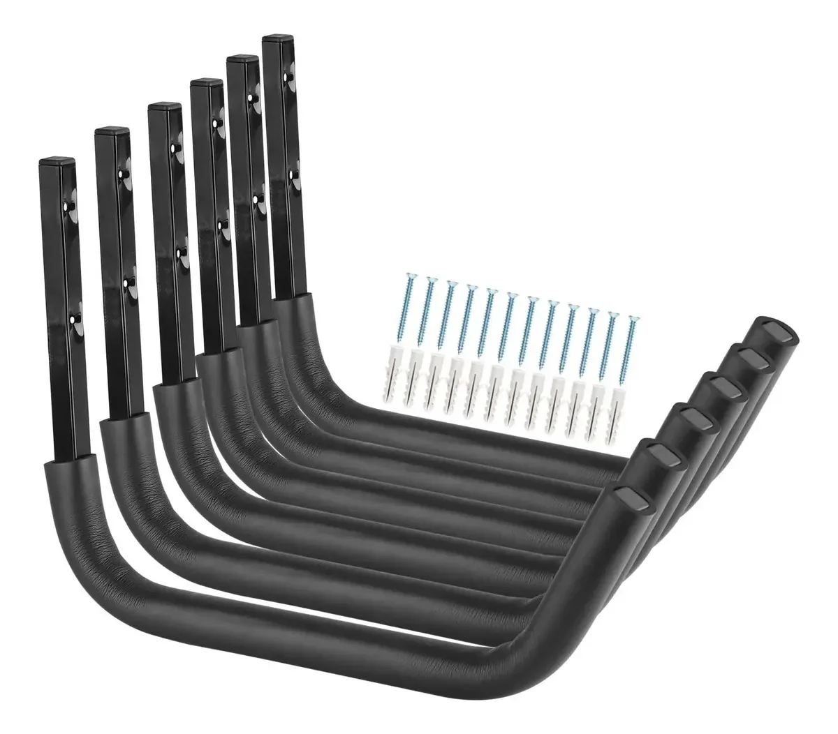 Prateleiras de armazenamento de caiaques, ganchos de garagem, 38 cm, pretos