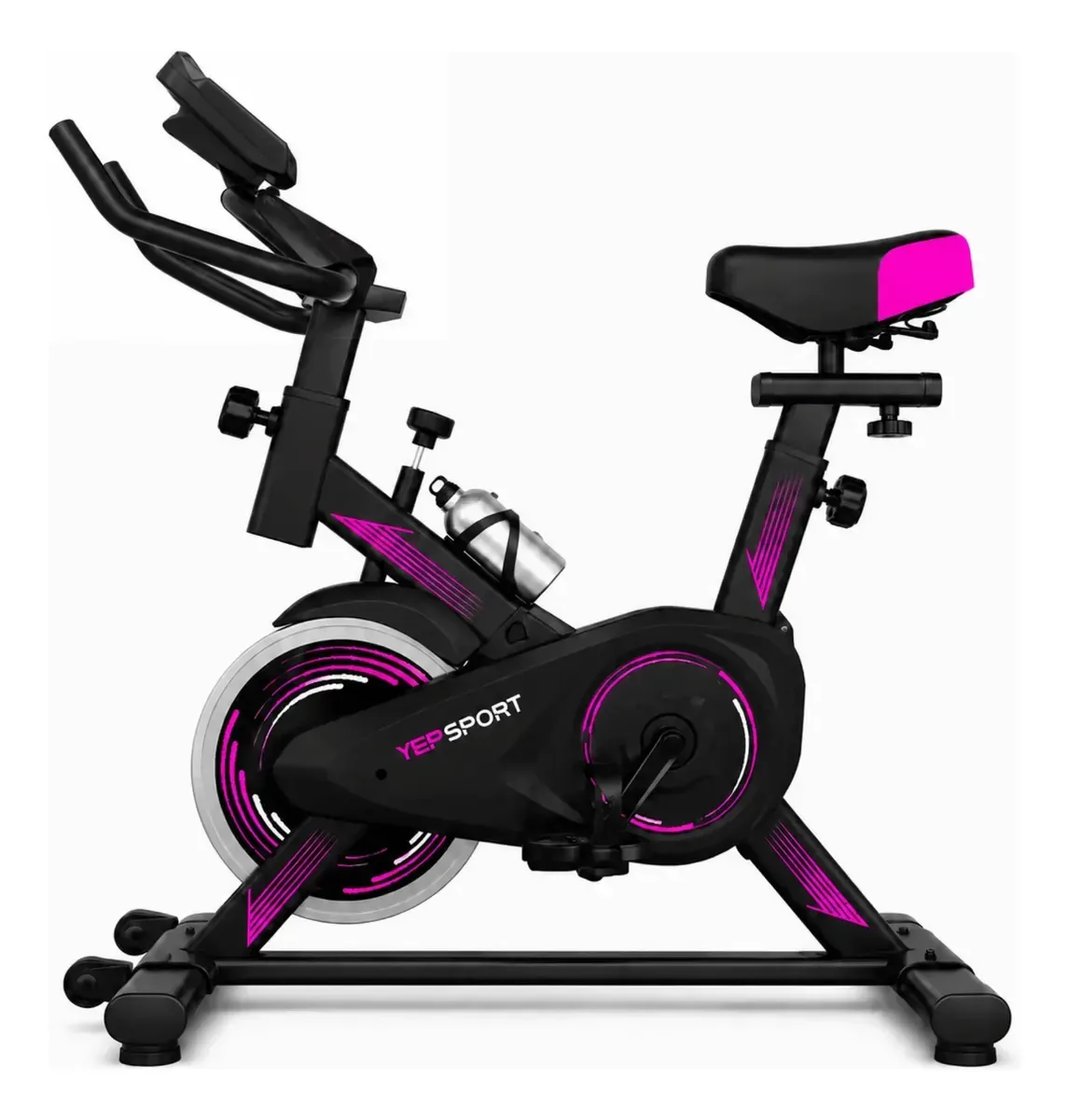 Bicicleta giratória Yepsport Fuchsia com garrafa fúcsia