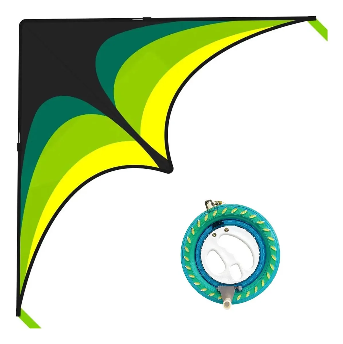 Cometa Delta Mint's Colorful Life de 152 cm com bobina geométrica preta e verde de 1 cor