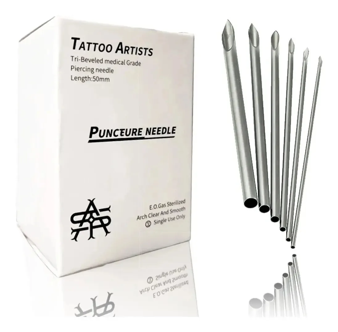 Agulhas e cânulas para piercing 100 unidades 13g 13