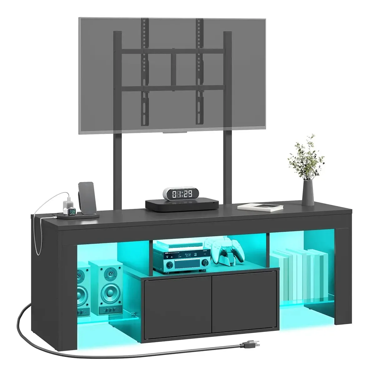 Suporte de TV LED Yatiney 65 com plugue e armazenamento