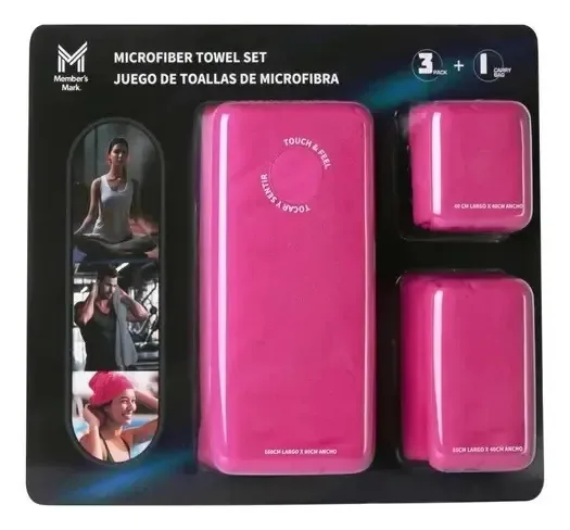 Conjunto de toalhas de microfibra Member's Mark Pink, 3 peças Lisa Pink Lisa