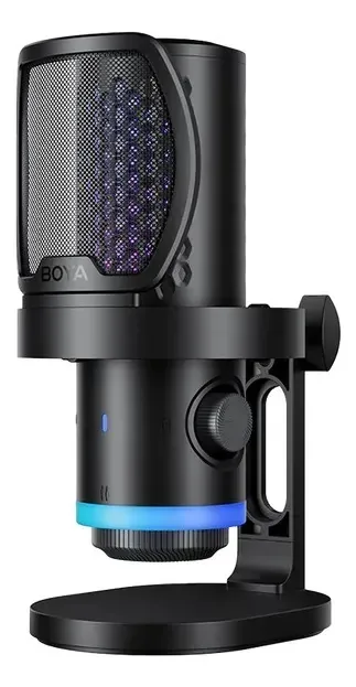 Microfone preto para streaming de jogos Boya Castmic G40 Usb Rgb