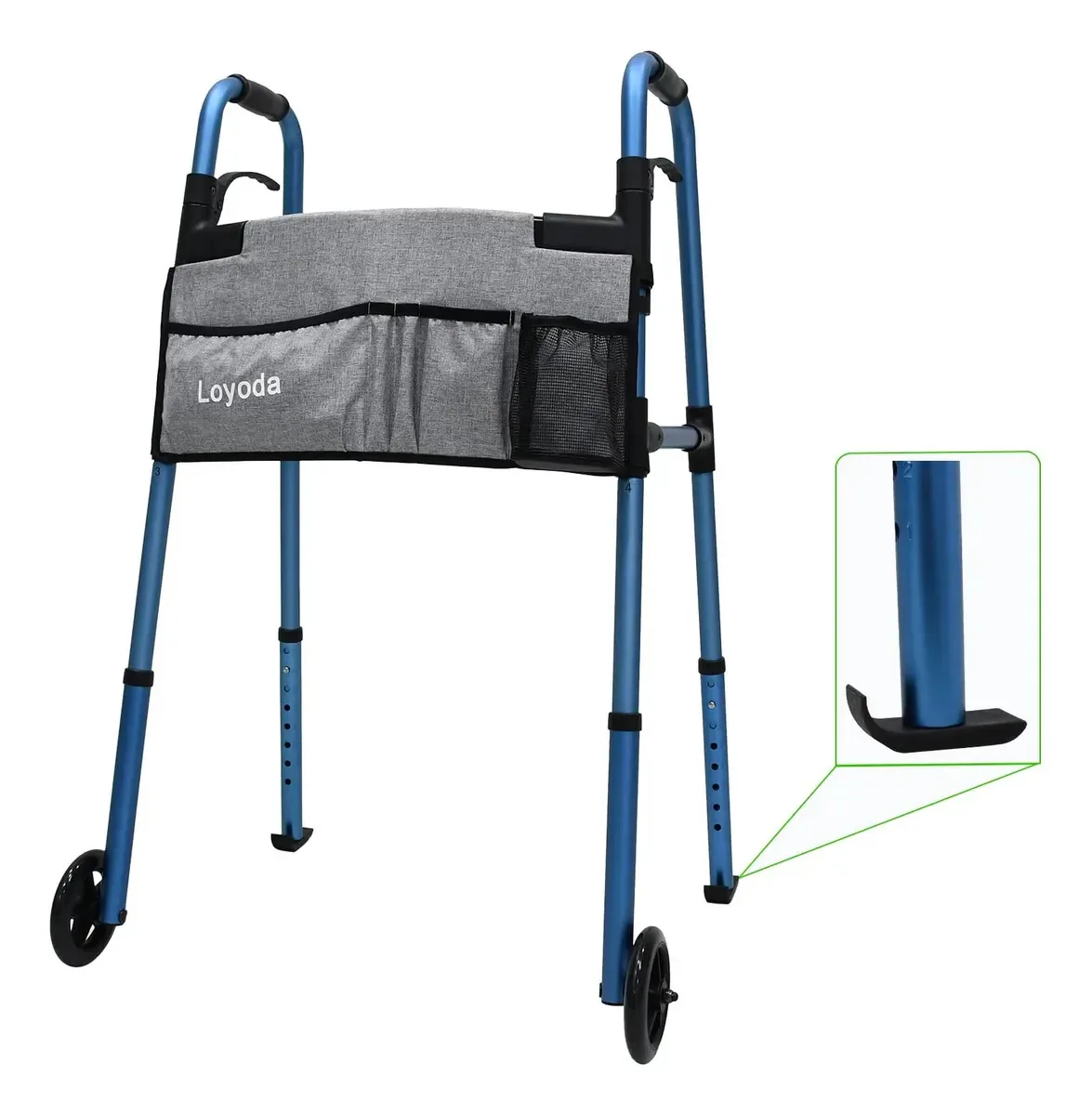 Andador Loyoda para idosos, leve, dobrável, 5" F, azul