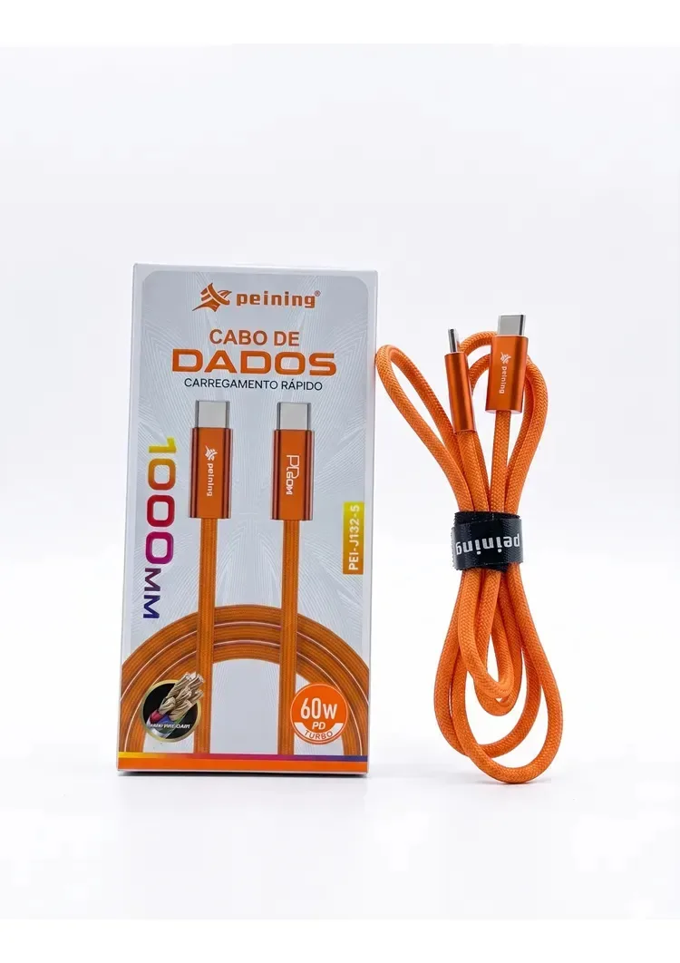 Cabo Tipo C 2 Pontas Turbo 60w Carregador Peining Laranja