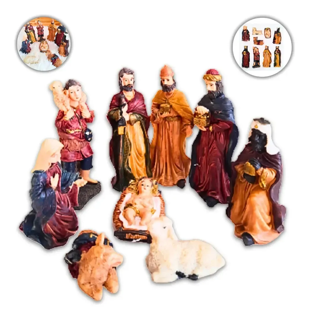 Presépio de Natal de Resina com 9 Peças e 12cm