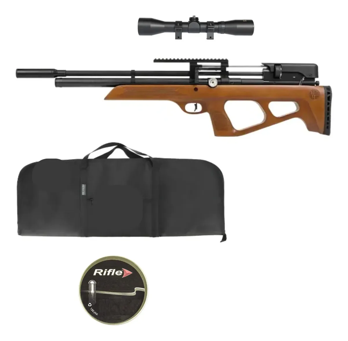 Carabina Pcp Rossi Outlander Bullpup Vr 6,35mm + Luneta Madeira 6.35 Mm
