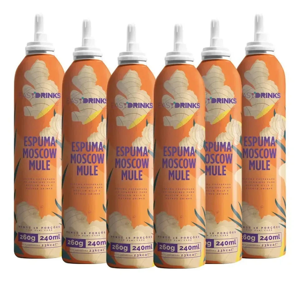 Pack 6 Espuma De Gengibre Para Moscow Mule Pronta 200g