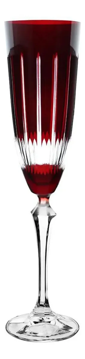 Jogo 6 Taças Lapidada Champanhe 200ml Elizabeth Vermelho