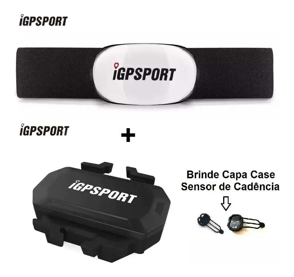 Cinta Cardíaca Hr40 + Sensor De Cadência C61 Igpsport + Case Cor Branco