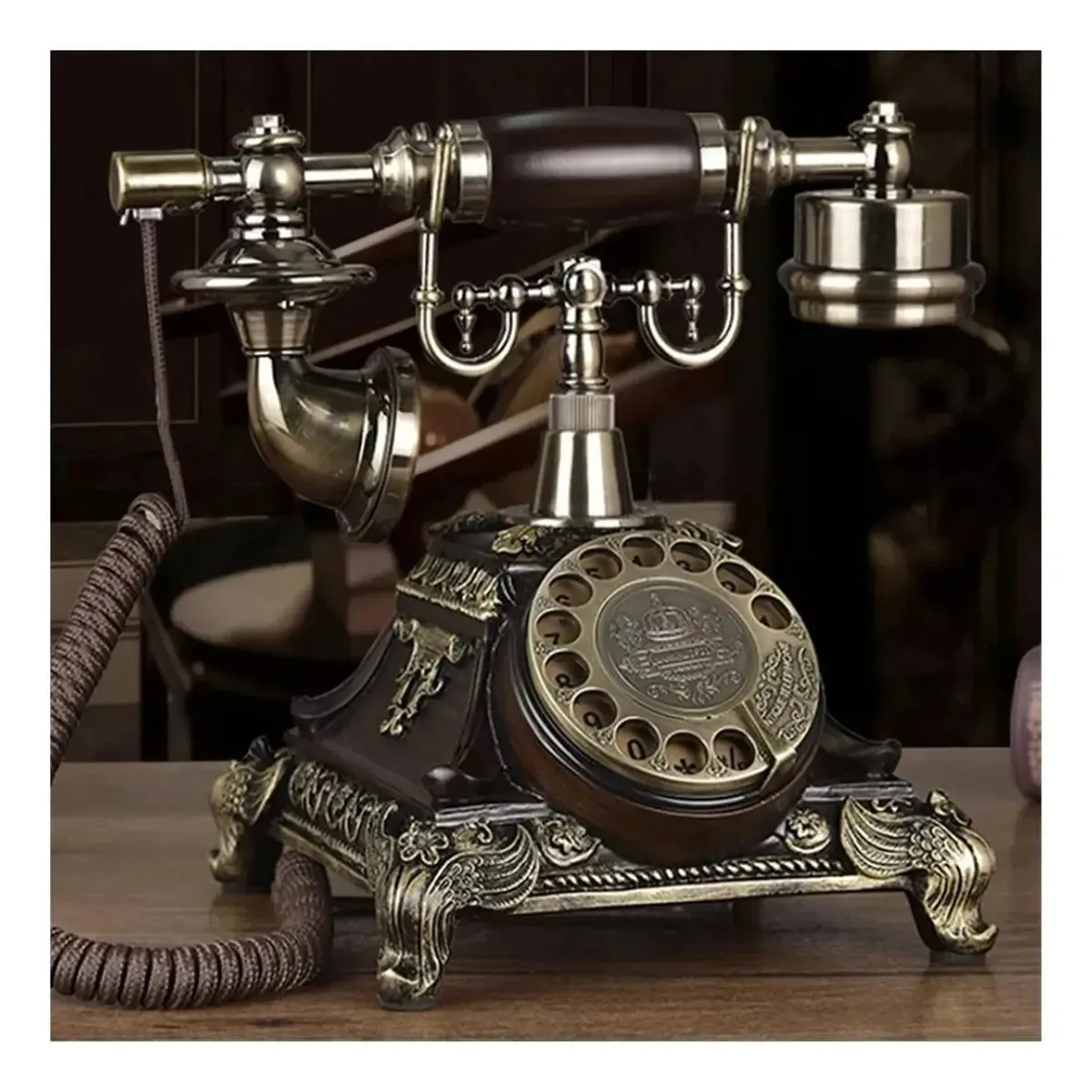 Telefone fixo vintage europeu com discagem rotativa Nwkhrso, telefone fixo residencial retrô e moderno, telefone fixo com fio criativo.