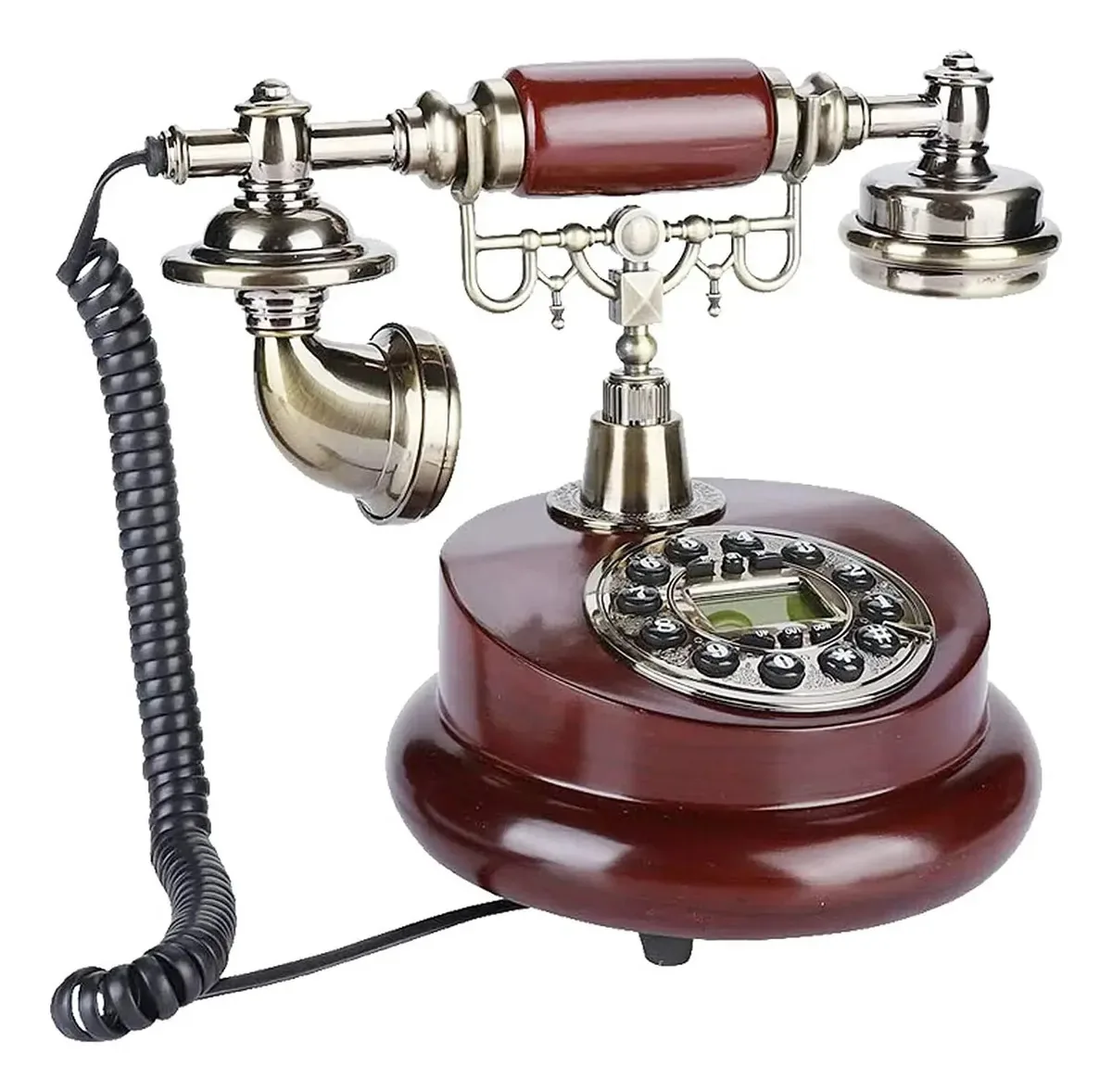Telefone retrô de estilo europeu Nwkhrso, telefone fixo de mesa clássico vintage com suporte para fone de ouvido, telefone antigo com material de resina
