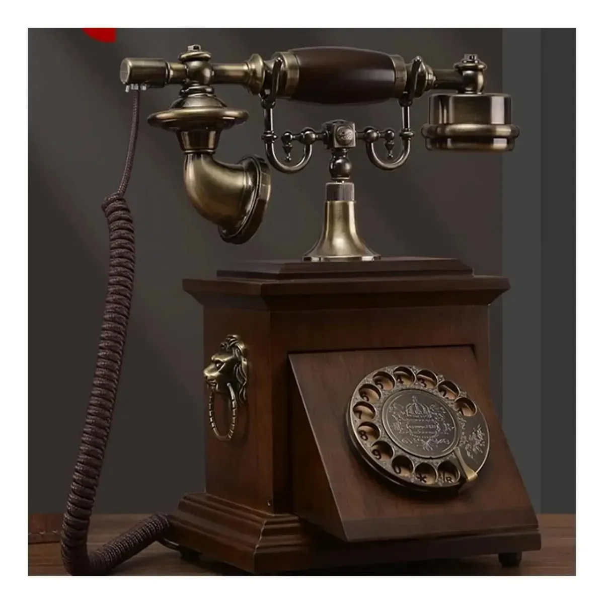 Telefone fixo quadrado retrô Nwkhrso para casa, escritório e hotel, feito de madeira, conjunto antigo, chave clássica, telefone fixo vintage com identificador de chamadas.