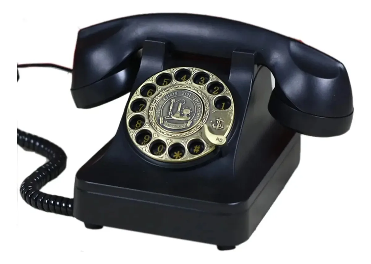 Telefone rotativo vintage Nwkhrso, telefone giratório, telefone fixo retrô com discagem rotativa para escritório, casa, hotel, telefone com toque mecânico