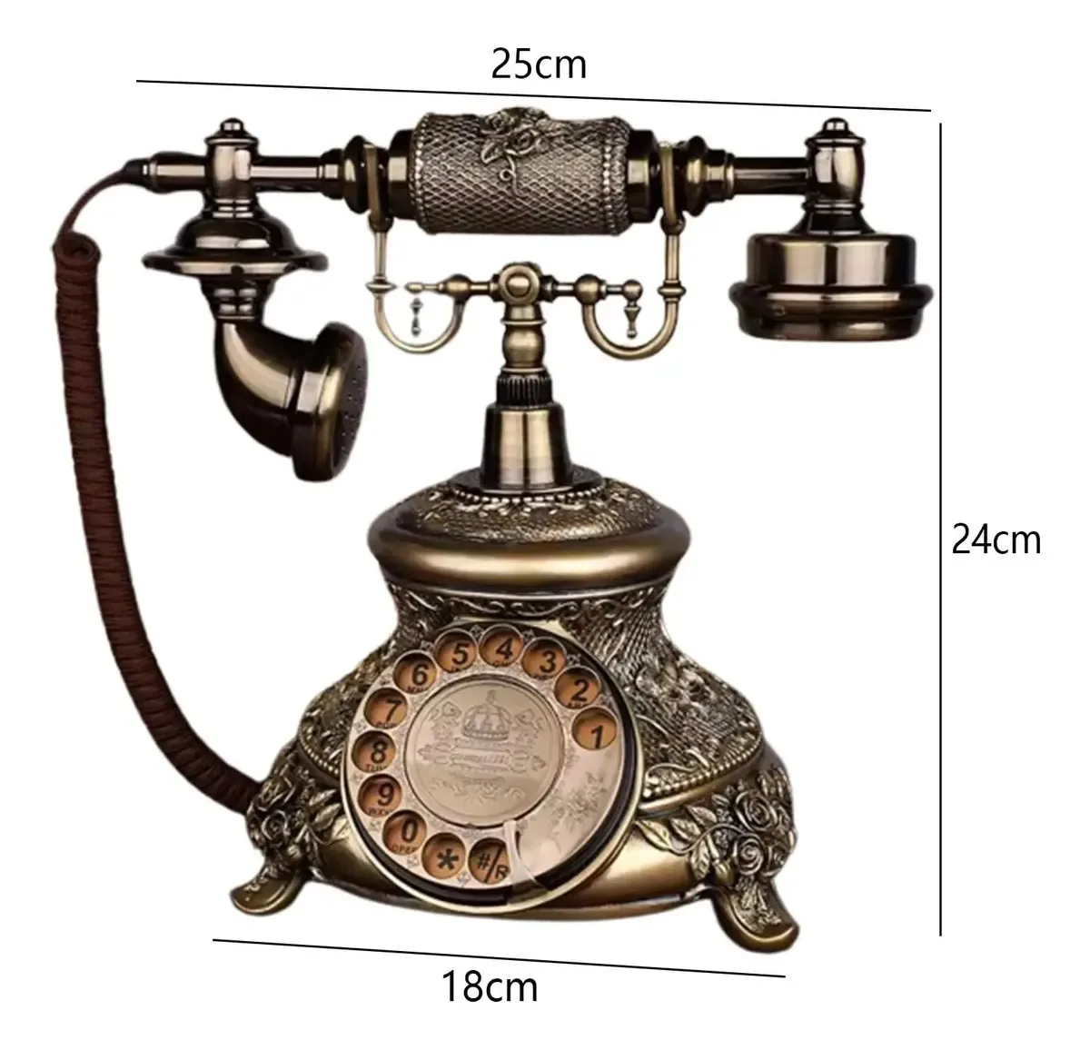 Telefone com fio vintage Nwkhrso, discagem rotativa retrô, telefone fixo de mesa, telefone decorativo antigo para casa, escritório, hotel, A