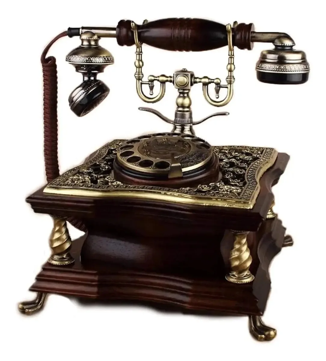 Artesanato criativo moderno simples, decorações de casa, estátuas de mesa, esculturas, ornamentos retrô vintage, telefone fixo, telefone fixo, telefone residencial, discagem rotativa funcional,...