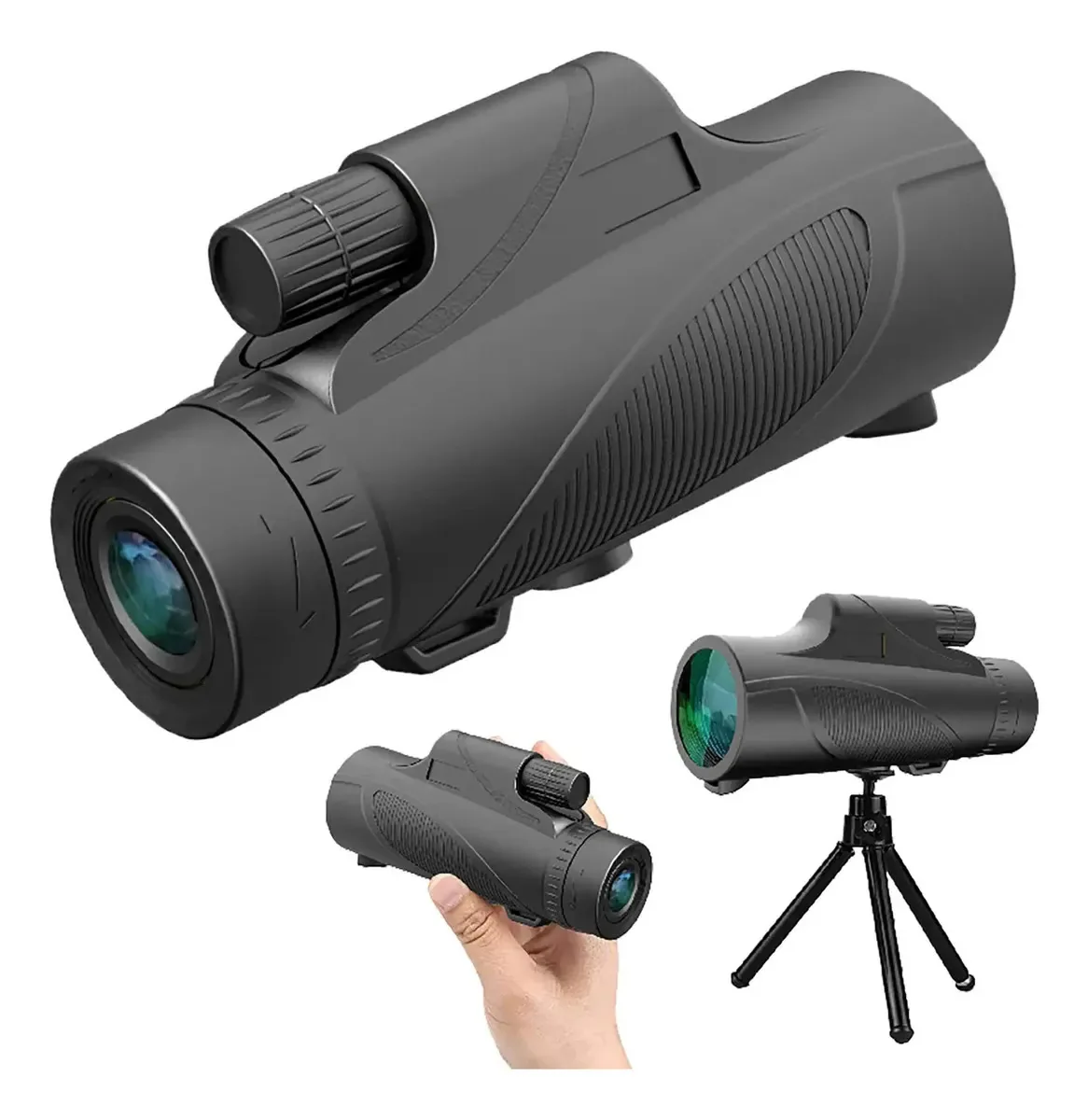 Telescópio monocular Qiands para adultos, monóculos portáteis à prova d'água Bak4 Prism 10 × 50 HD com suporte para celular, tripé adequado para observar concertos em acampamentos