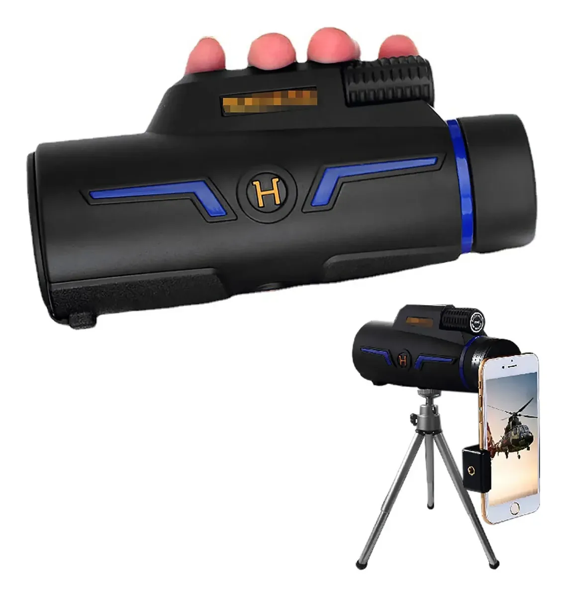 Telescópio monocular Qiand-d 10 × 42, com tripé, suporte para celular, monóculos portáteis à prova d'água Bak4 Prism Hd, adequados para observação de pássaros, acampamentos e caminhadas