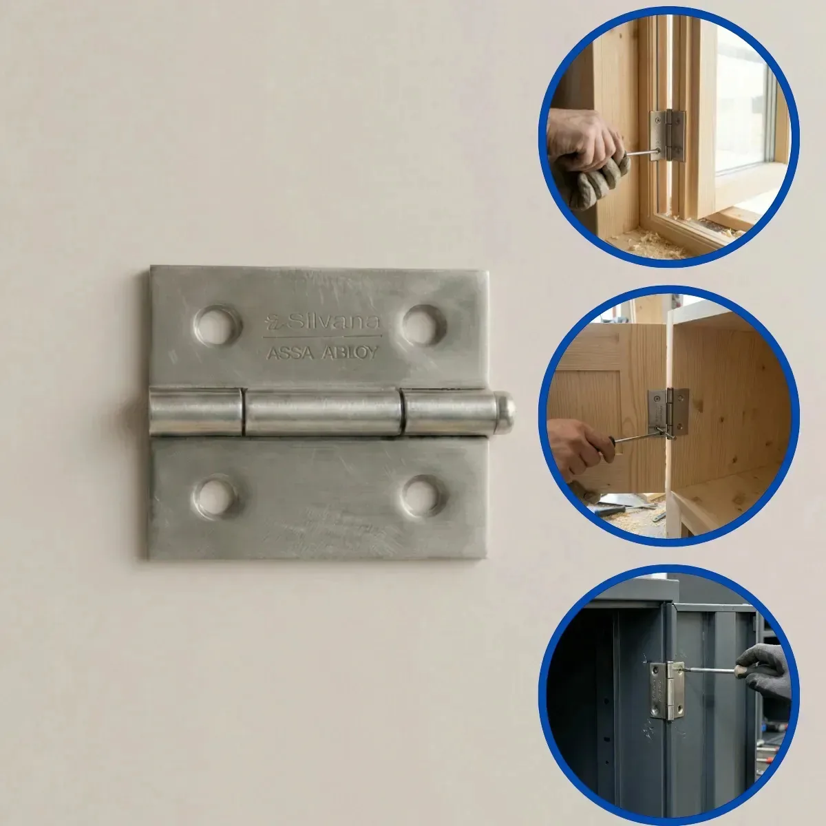 Dobradiça Comum Silvana p/ Portas e Móveis de Ferro Zincado Kit 96 de 1.1/2"