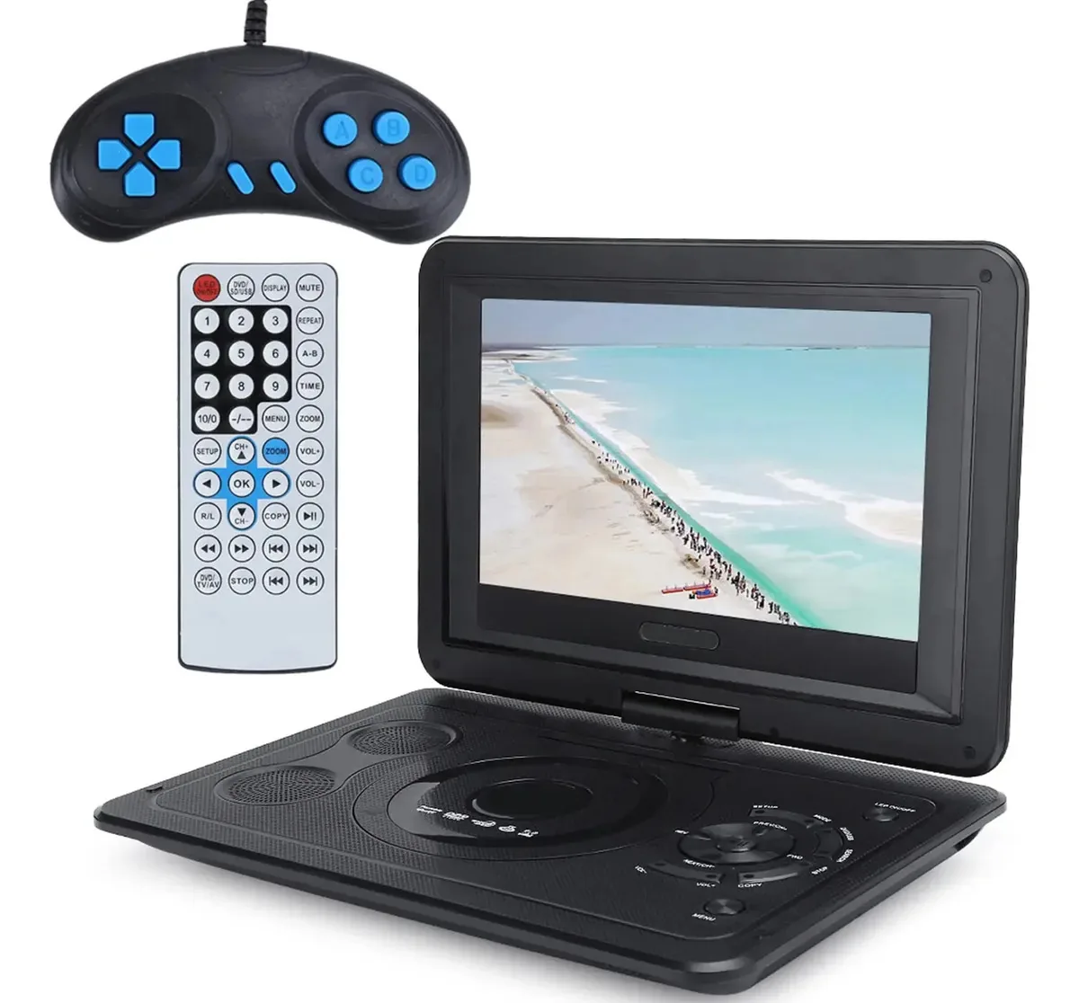 Leitor de DVD Honio com rotação de 270 graus, reprodutor de DVD portátil com função de TV para AVI/EVD/DVD/SVCD (US Plug) Uu.)