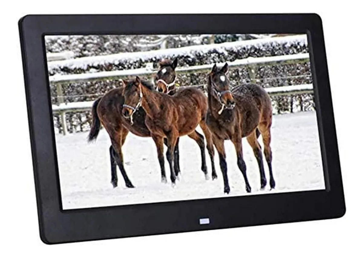 Moldura fotográfica digital Spacmirrors, máquina de publicidade eletrônica de álbum de fotos ultrafina ultrafina de borda estreita de alta definição para decoração de casa (preta de 10 polegadas)