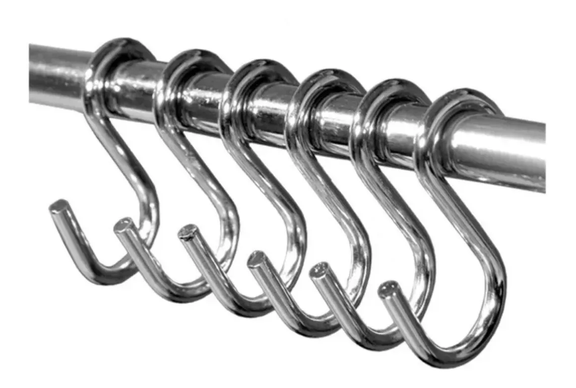 Conjunto de 2 ganchos simples para rack de cozinha cromado