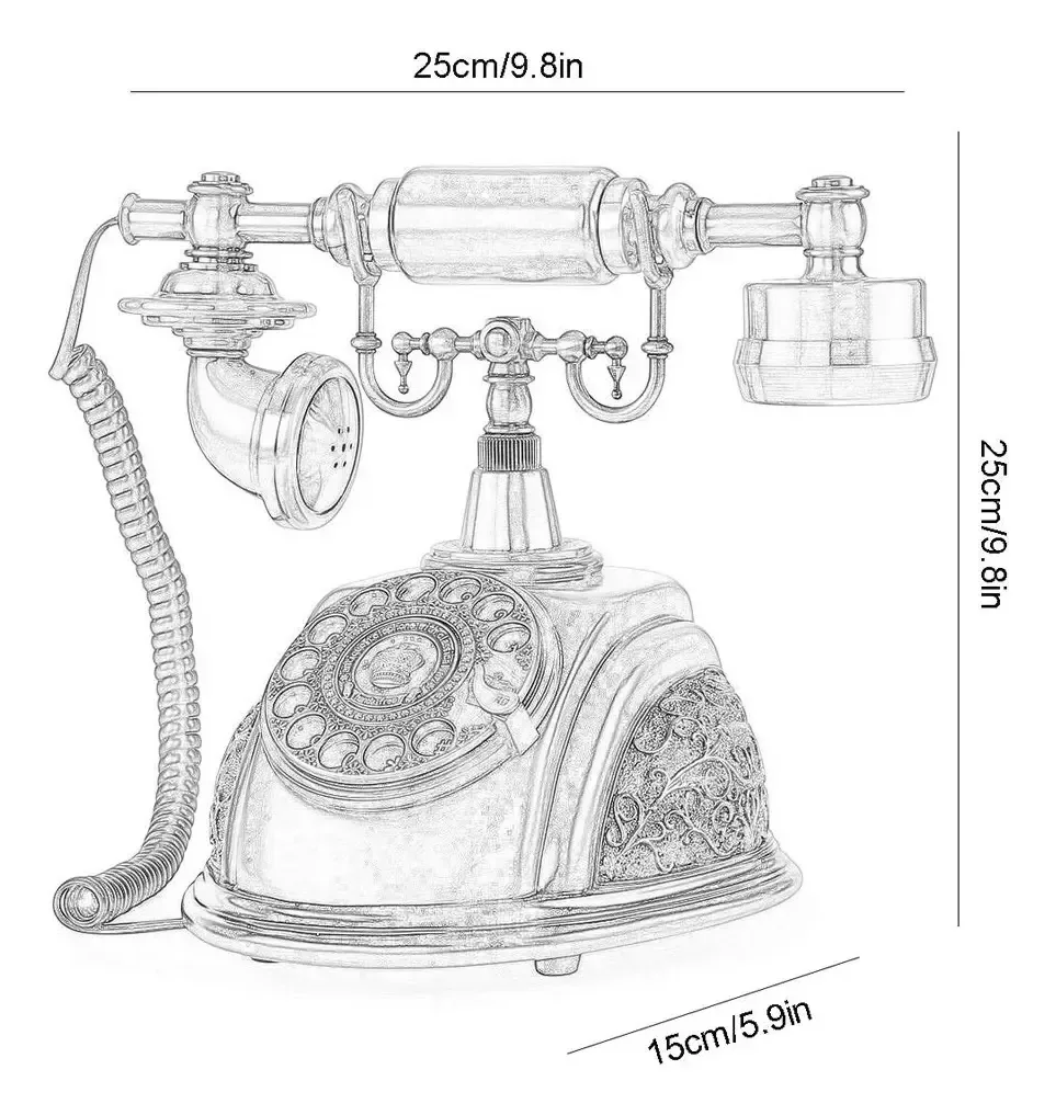 Telefone vintage retrô de estilo antigo Gtfdxj, mesa com discagem giratória, telefone residencial, decoração de sala de estar