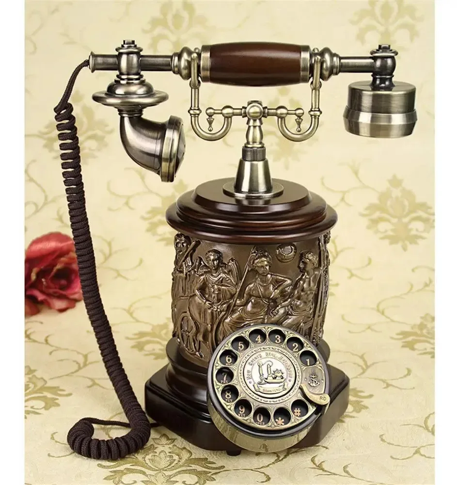 Telefone vintage retrô, telefone antigo europeu, telefones com discagem rotativa, telefone fixo de mesa retrô, telefone com fio para casa e decoração, telefone residencial com discagem rotativa