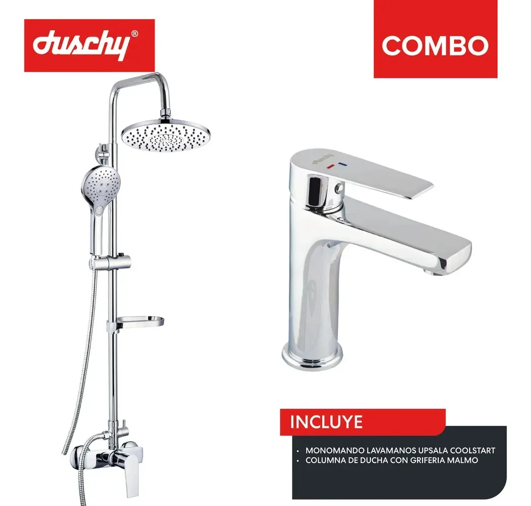 Combinação de colunas Malmo e torneiras Upsala | Duschy® Chrome