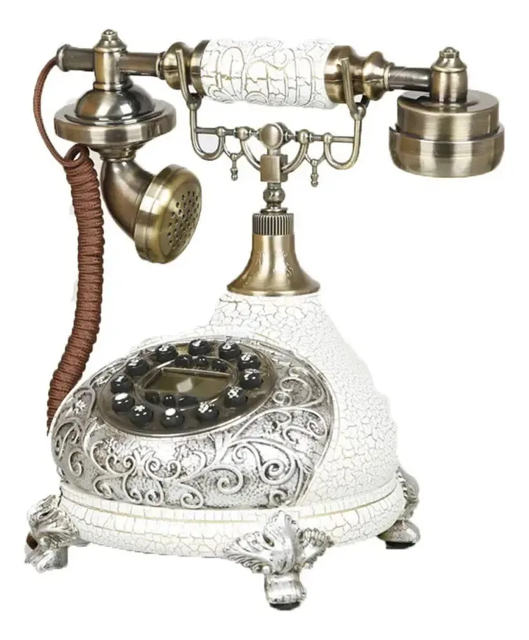 Yjhqss - Chaveiro de silicone retrô vintage europeu, criativo, simples, para casa, sala de estar, escritório, telefone fixo, decoração de telefone branco (marrom) (explosão)