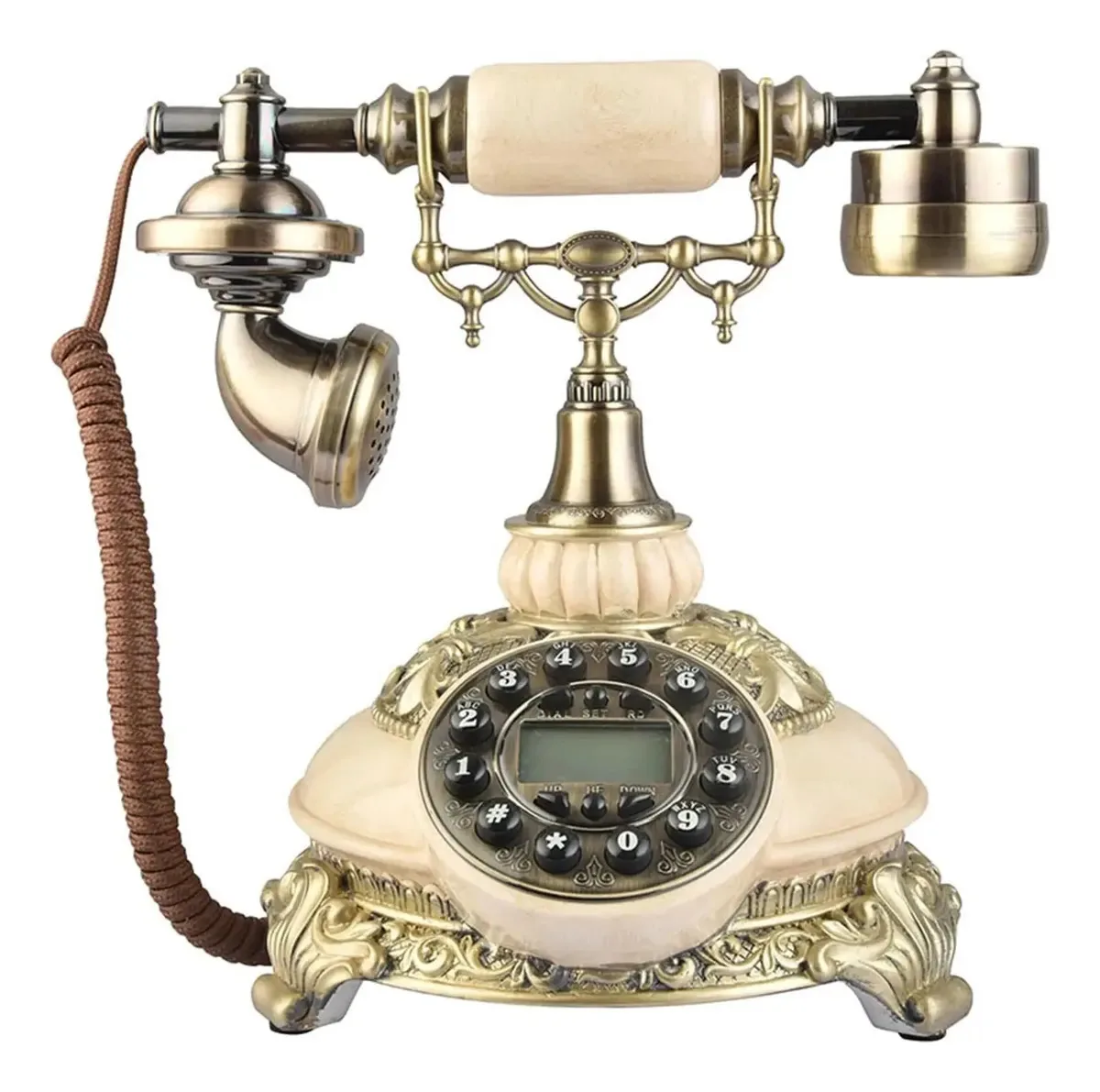 Telefone clássico europeu Yjhqss. Telefone vintage com disco de resina. Telefone fixo antigo para casa, hotel e escritório. Estilo Art Déco - Telefone elegante com botões grandes.