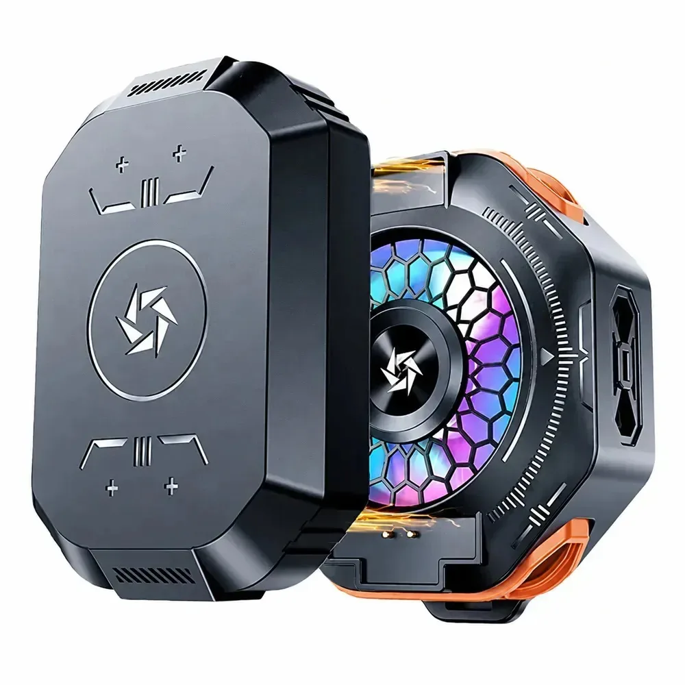 Ventilador para celular Resfriador Gamer Sl53 Semicondutor de Refrigeração Peltier Silent Heat Extrator com clipe universal ajustável e luz LED RGB para telefones celulares compatível com jogos móveis
