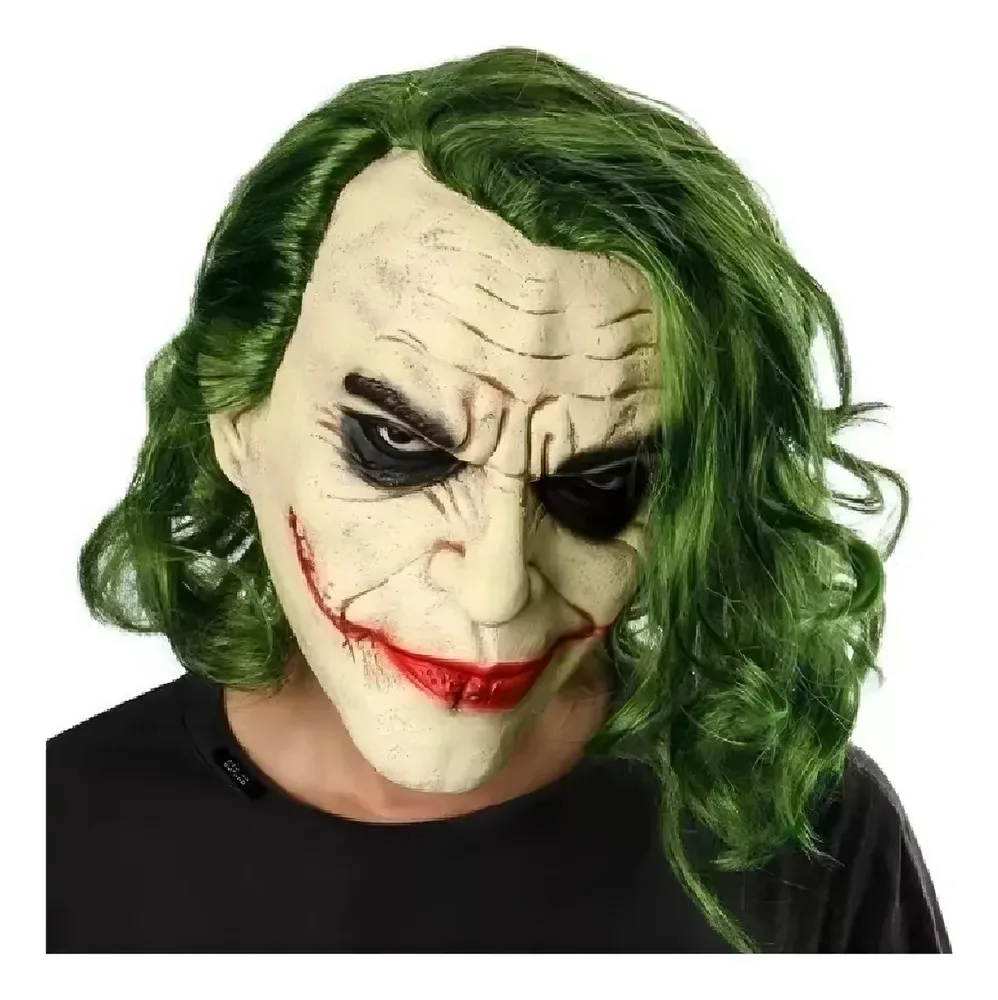 Máscara Látex Cosplay Fantasia Realista Coringa Joker Batman Cor Branco Caveira