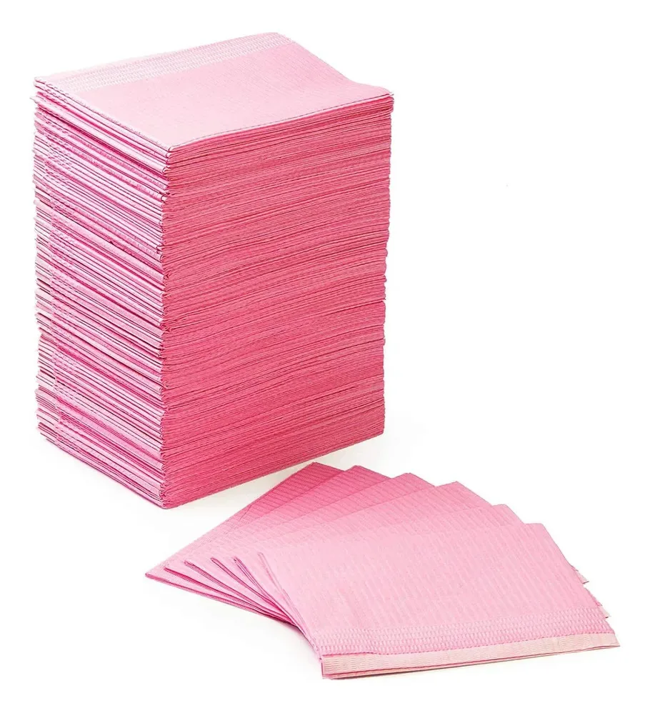Babetes de papel descartáveis para campos cirúrgicos com 125 unidades de cor rosa