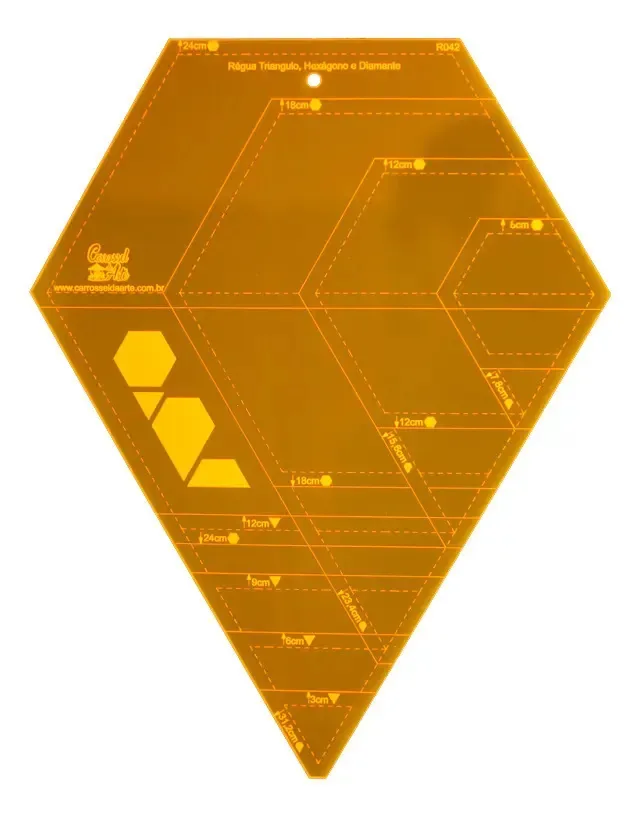 Régua Para Patchwork Triangulo - Hexágono - Diamante