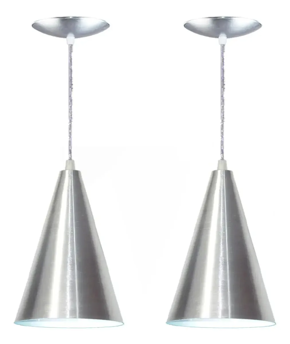 Kit 02 Lustres Pendente Balcão Cozinha Americana - Escovado
