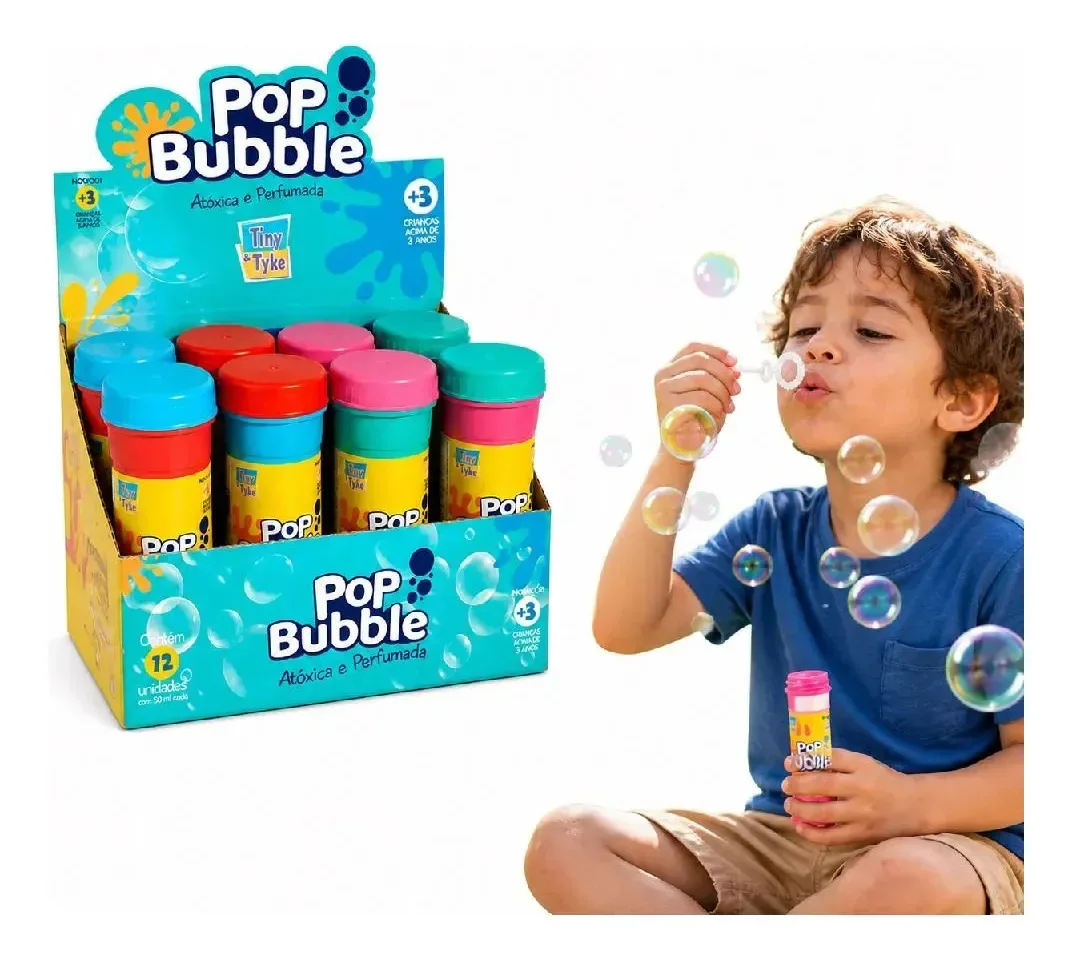 Kit 12 Lanca Bolha Sabao Pop Buble Infantil Soprador Festas