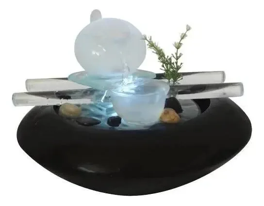 Cascata Fonte Agua Enfeite Decorativo Luz Led Jardim