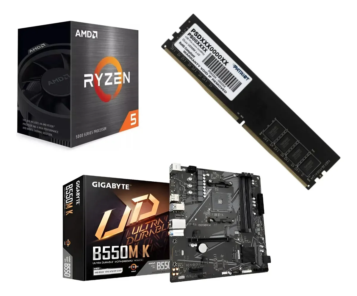 Combinação de atualização Gigabyte B550m-k Ryzen 5 5600gt 8gb 3200