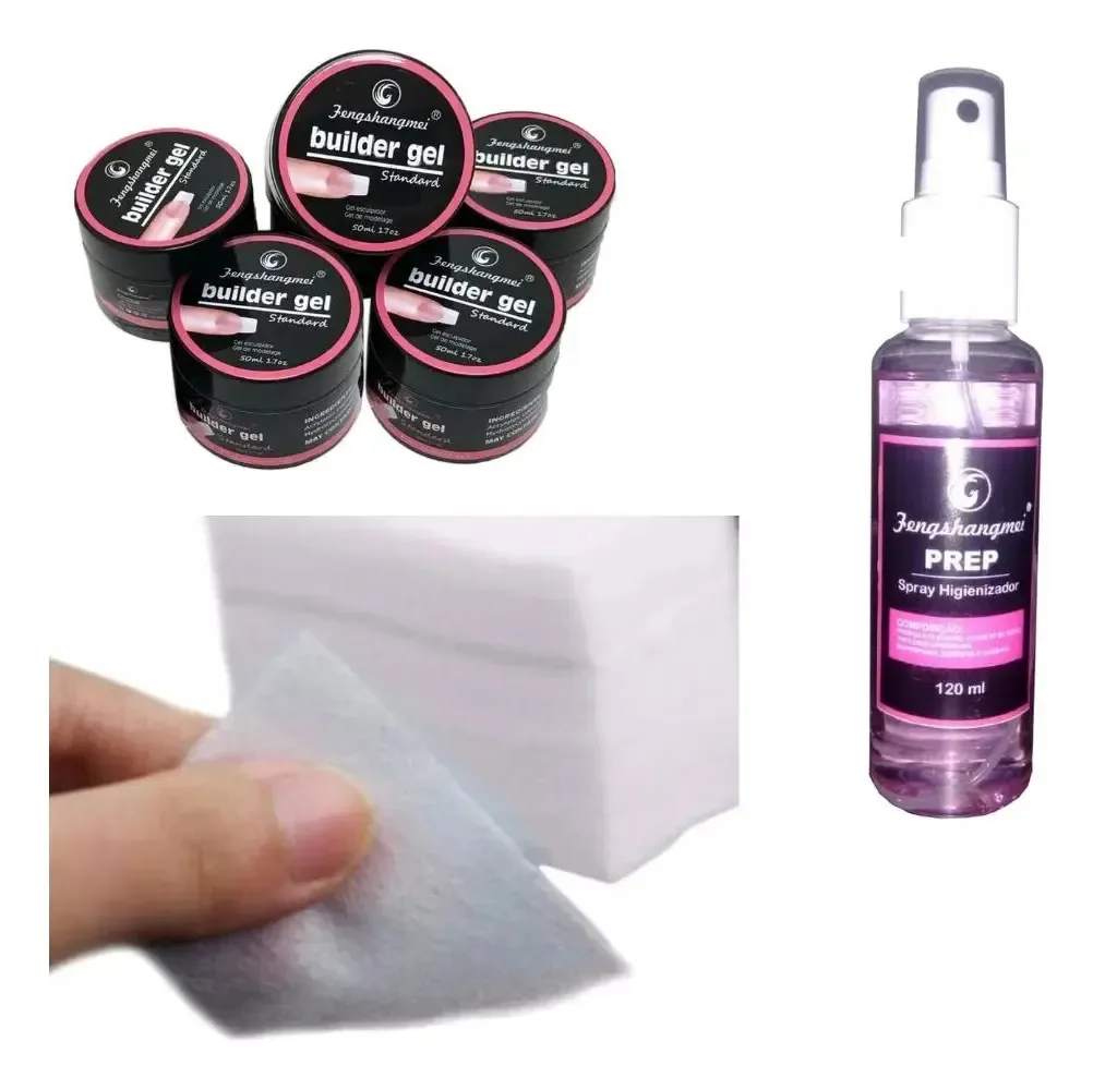 Kit 5 Gel Fengshangmei 50g Prep 120 Ml Algodões Japonês