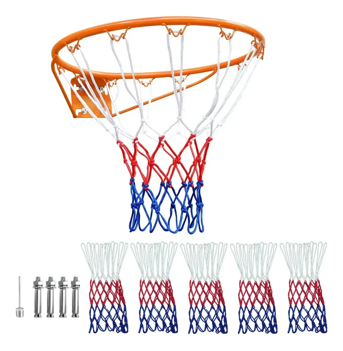 Cesta de basquete de parede de 45 cm, cesta de basquete, 5 redes