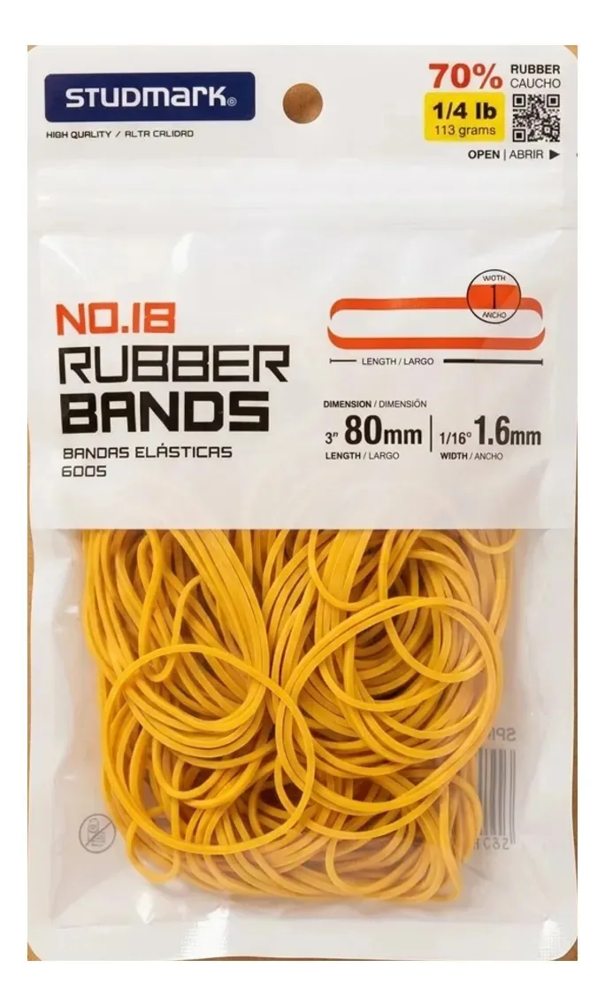 Bandas de borracha bege #18 Beige St-06005 Studmark Beige de 1/4 lb.