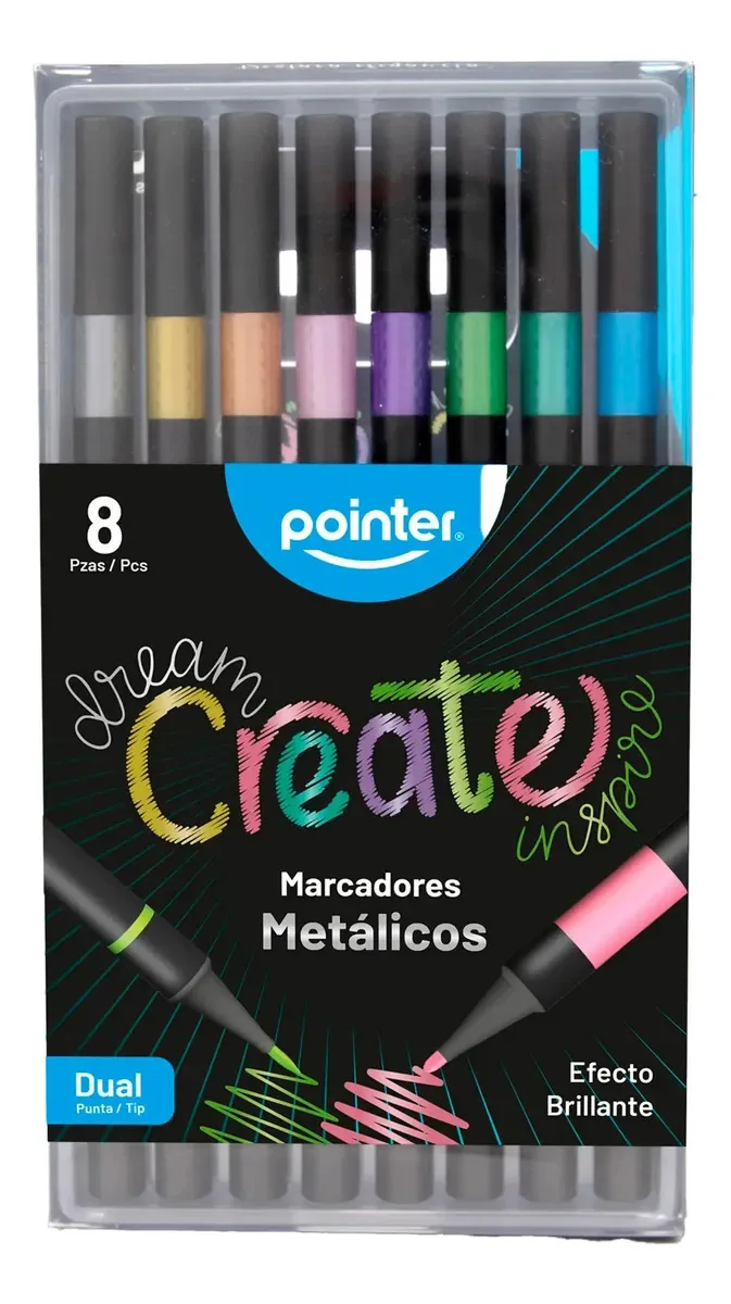Conjunto de marcadores metálicos Cols Surt Pointer Double Pointer x 8 8 cores