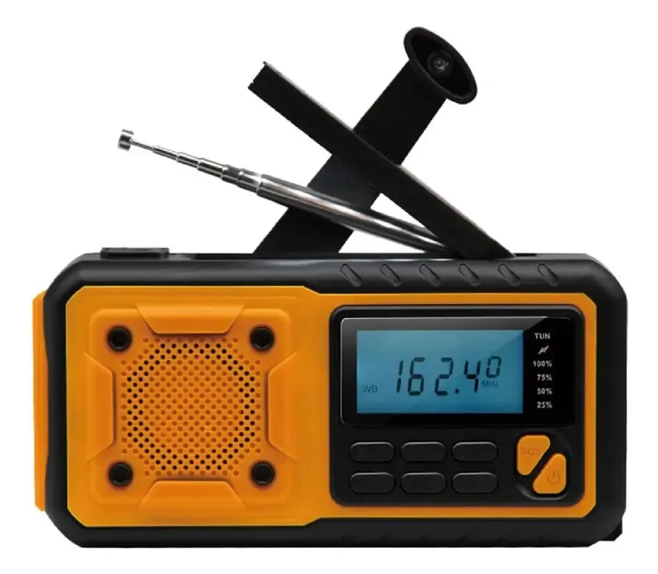 Weather Radio, lanterna de rádio de manivela de 4000 mAh para telefones celulares, carregador de rádio de sobrevivência, equipamento de sobrevivência, manivela, lanterna de rádio solar, carregador