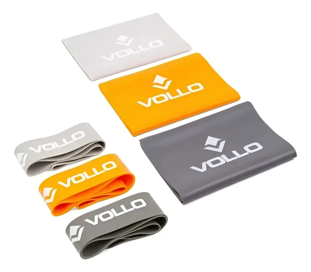 Kit Com 6 Faixas Elásticas Vp1080 Vollo Laranja/cinza