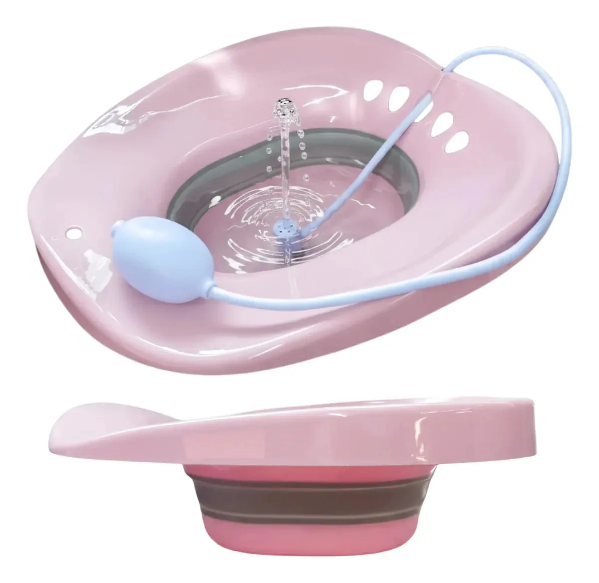 Kit de banho perineal com bidê para hemorróidas Assento sanitário rosa claro