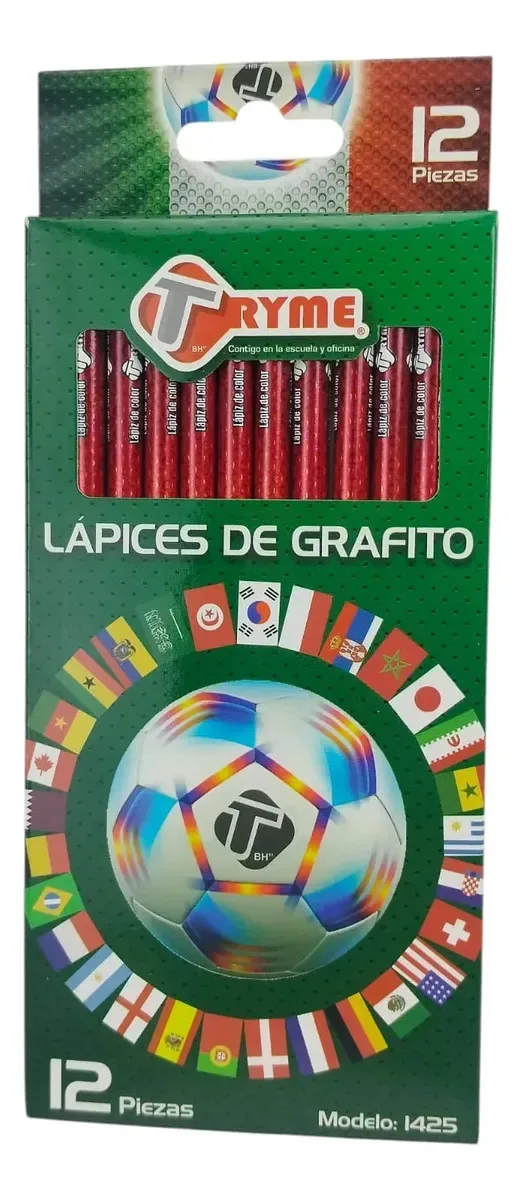 12 bandeiras corporais impressas a lápis de madeira Tryme Graphite no México