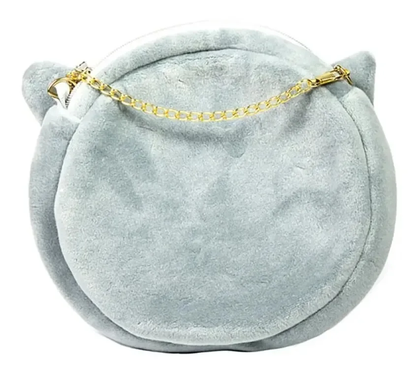 Porta-moedas Mumuso 7229009553 com design Liso cinza de têxtil, pelúcia, metal