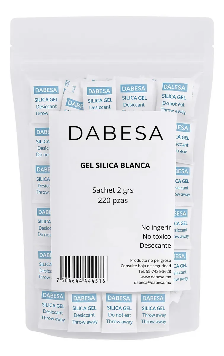 Gel de sílica Dabesa 220 saquetas de 2g para hidratação