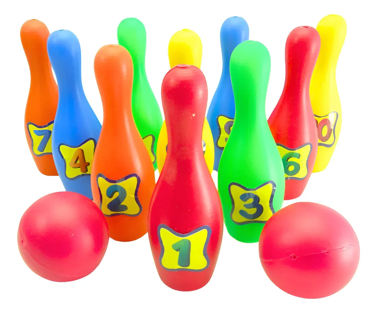 Conjunto de mini boliche para crianças, 2 bolas, 12 pinos, mini boliche